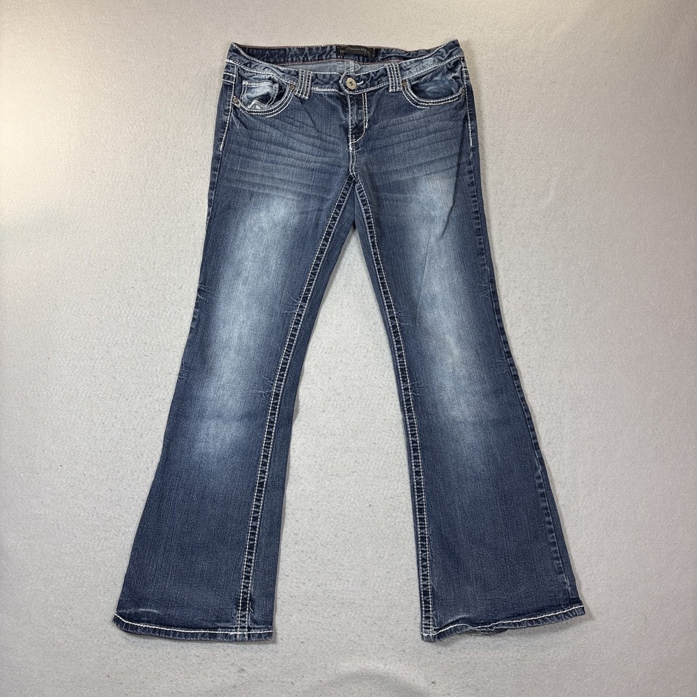 Twenty One Black By Rue 21 Women's Jeans Low Rise Flare Size 11/12 R Flap Pocket